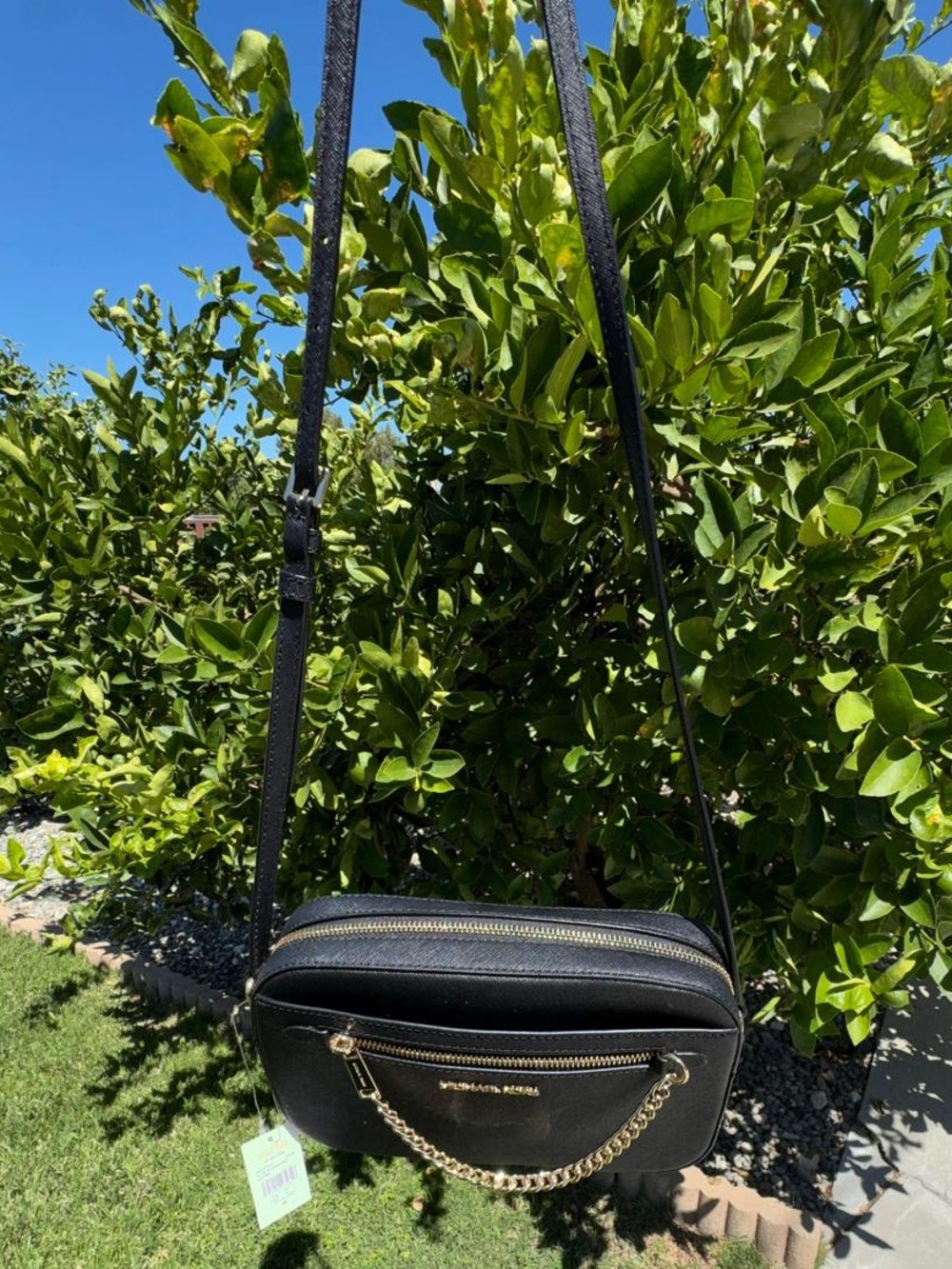 New Michael Kors Women's Black Leather East West Chain Crossbody Camera Bag NWT - Picture 11 of 13